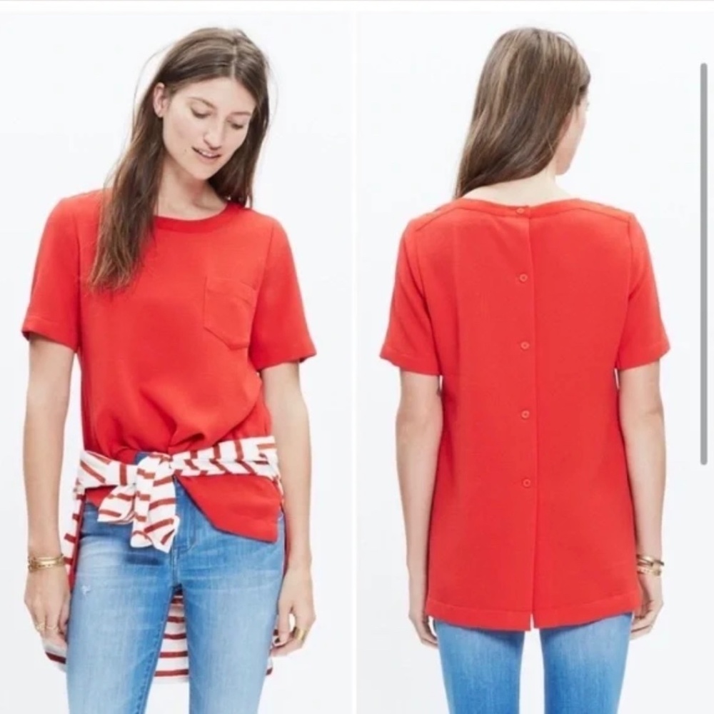 Madewell Red industry Button-Back Top Women's Size X-Small